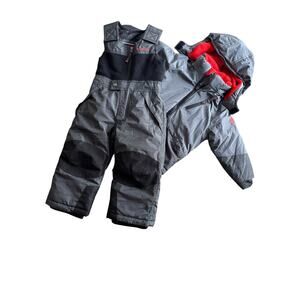 Snozu Ski Overall Bibs Snow Pants & Jacket Set Black & Grey Kids Size 2T